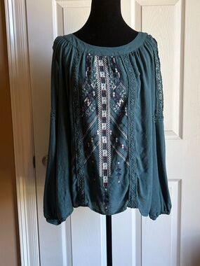 KNOX ROSE Embroidered Lace Blouse